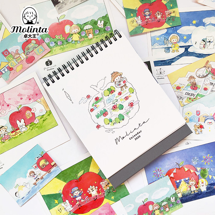 King Zhuo Molinta Apple Village Series Postcard Table Calendar Sticker Original Pattern Character Azhuo Sticker