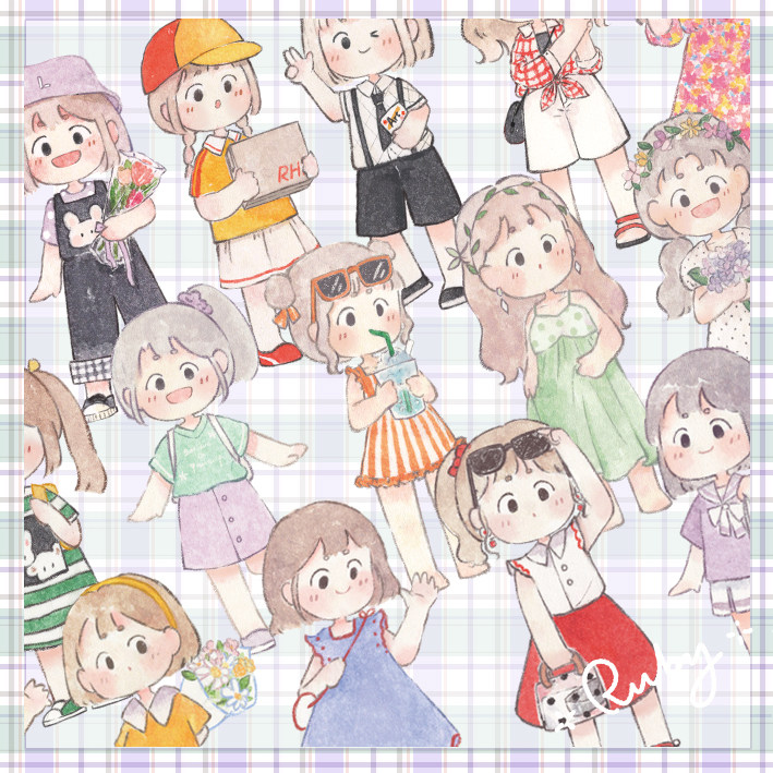 The whole roll of Ruby's original cute watercolor handbook and paper tape believers daily summer wear with pear Ruby tape - Taobao