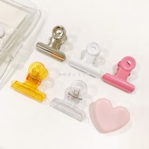 Color transparent clip stainless steel metal clip pink line clip love clip long tail clip cute