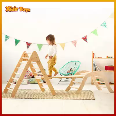 Baby climbing frame solid wood household small indoor children's slide combination baby sensory integration training bedside slide