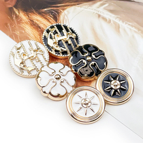 New metal button anchor buckle round black and white epoxy buckle womens cardigan buckle woolen coat buckle suit buckle