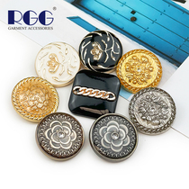 Classic retro metal buttons small incense wind glue button square combination buckle round womens suit windbreaker coat button