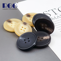 Matte resin button round four-eye button imitation horn pattern buckle womens cashmere cardigan coat button mens suit buckle