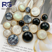 Metal Button Fashion Joker Womens Suit Cloth Black Imitation Shell Pearlescent Combination Button