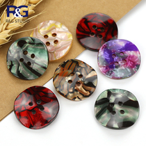 New acetic acid button curved curved shape pattern pearlescent colorful button womens coat hairy coat buckle