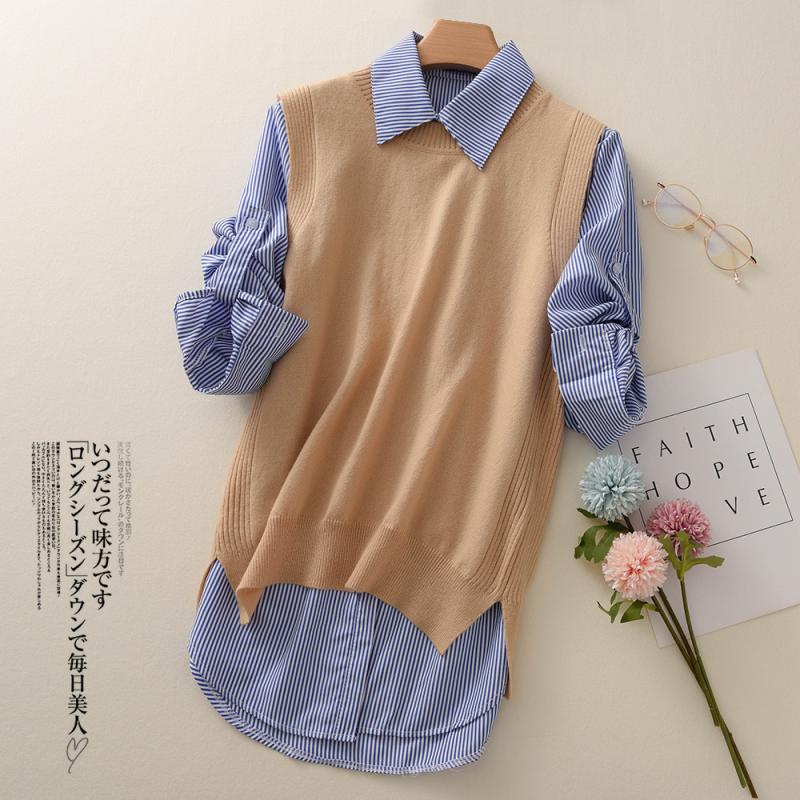 Spring-thin woman cashmere vest knit vest woman with slim rounded collar pure wool vest waistcoat Shoulder Hump