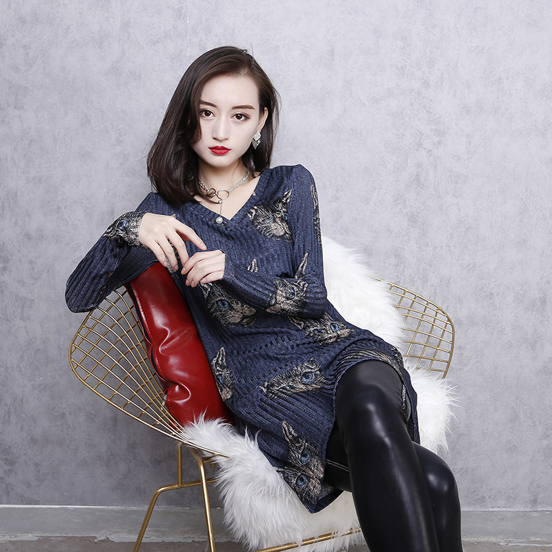 European Station Spring Fashion 2020 New European Chao Huao Zhi Middle - long - sleeved T - shirts are pure cotton pie fashion