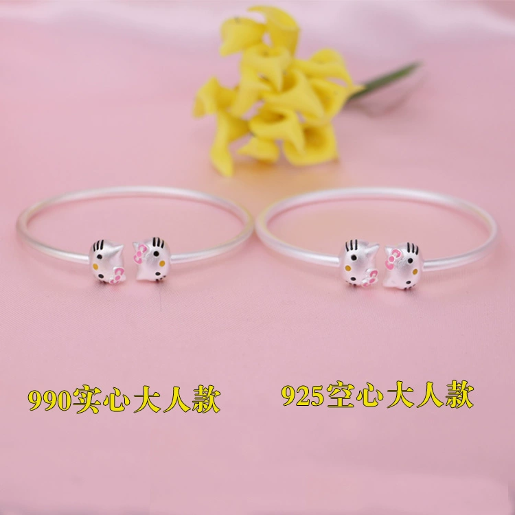 Hello kitty Hello Kitty khai trương vòng tay bạc 990 sterling mẫu nữ Nhật Bản và Hàn Quốc vòng tay phong thủy