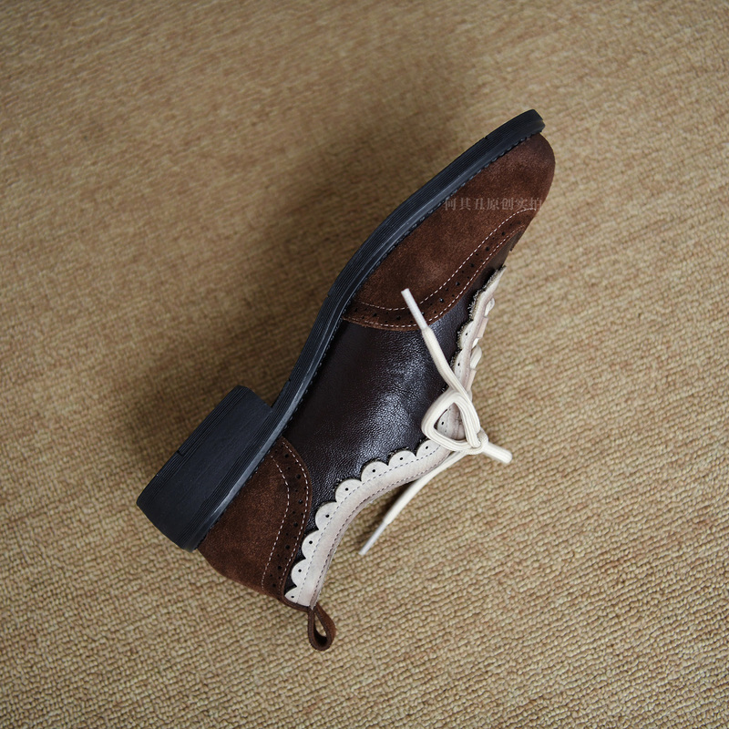 How Ugly! Court-Style Carved Flat Lace-Up Loafers for Women, 2026 New Model, Lace Hollow Round-Toe Single Shoes