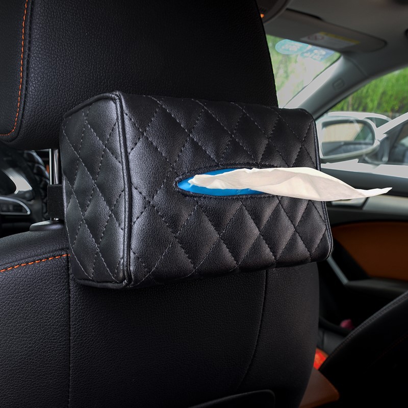 Car leather tissue box Creative on-board chair back suction paper box hanging skylight visor armrest box paper towel box-Taobao
