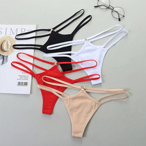 Black and white skin color purple plum red blue womens underwear bikini triangle thin strap thong low waist sexy hollow