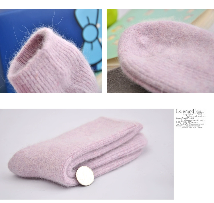 Sản phẩm tuyệt vời sâu mùa đông dày ấm cashmere phụ nữ vớ rắn màu thỏ len nữ dày vớ trong ống vớ siêu ấm tất xỏ ngón