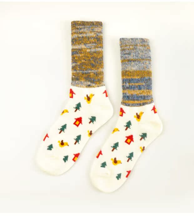 Mùa thu và mùa đông vớ dày vớ retro trong ống dài ấm áp dễ thương cotton Nhật Bản xu hướng phụ nữ vớ lười nam