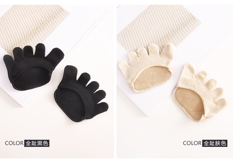 Cotton cao gót vớ vô hình nông miệng nửa palm socks ngón chân cái đệm mặc bị rò rỉ toe pad nửa năm vớ ngón tay