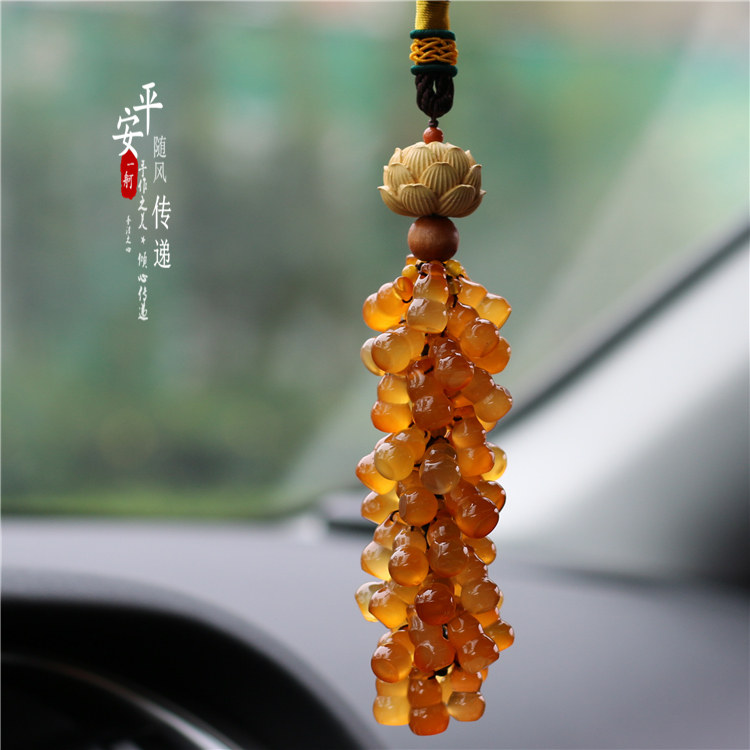 Mercedes-Benz BMW Audi high-end car pendant rearview mirror car strap net red female security charm chalcedony gourd