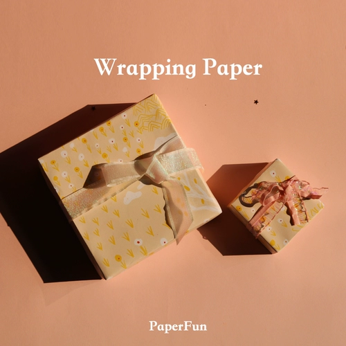 PaperFun Свежая желтая сумка, упаковка, в цветочек, подарок на день рождения
