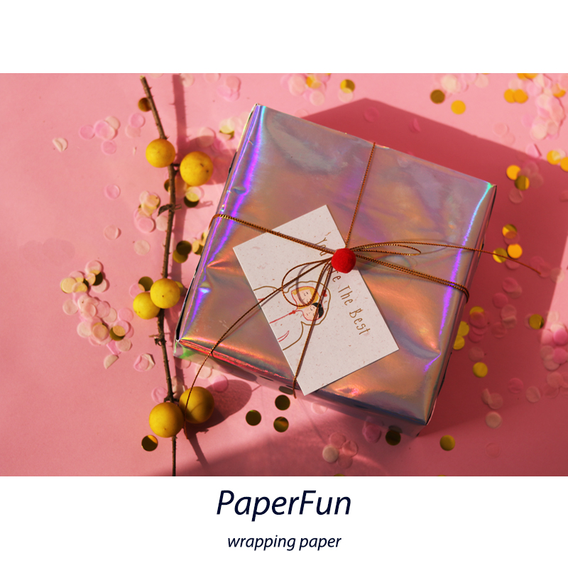 PaperFun is a special rainbow gift paper packet paper book skin DIY gift simple laser packaging paper