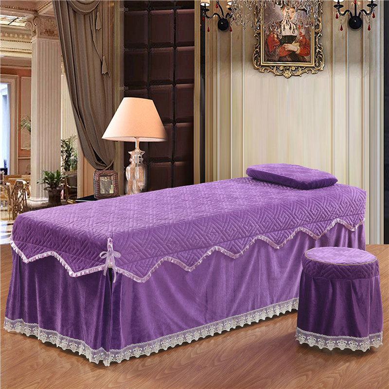 Mới tinh thể nhung đẹp giường bao gồm bốn mảnh quilted ấm áp vẻ đẹp thẩm mỹ viện massage giường bao ga bọc giường spa