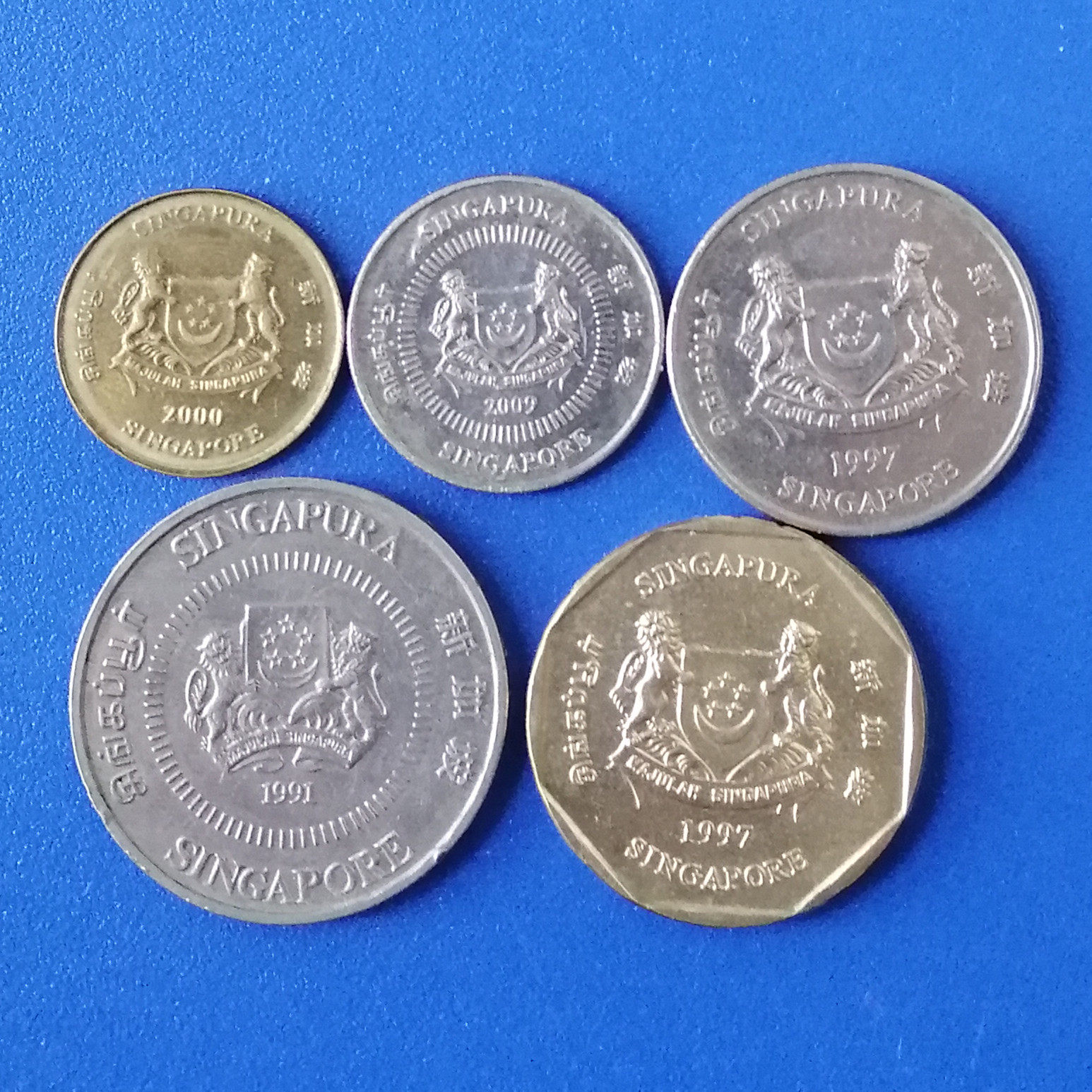 新加坡5分-1元90-00年代版非流通5枚套硬币-淘宝网