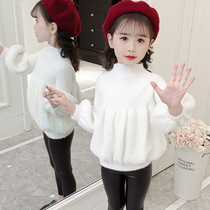6 girls white sweater 7 children mink velvet 8 middle children Base shirt girls autumn and winter knitwear 12-13 years old