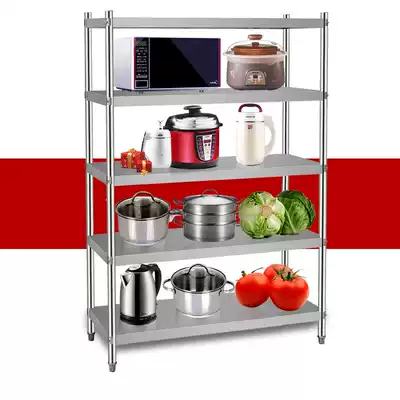 Stainless steel shelf Five-layer floor storage shelf Microwave oven rack Hotel kitchenware storage shelf Vegetable rack