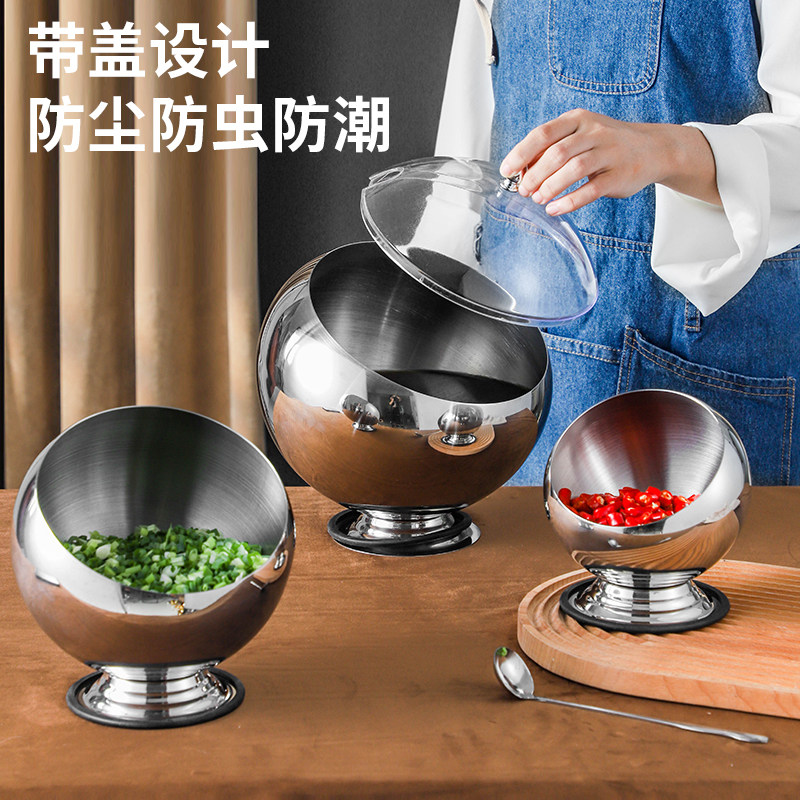 Stainless steel self-service seasoning bowl commercial hot pot restaurant oblique mouth sauce bowl with lid Malatang dining room small dipping bowl