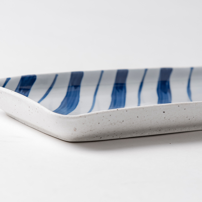Lototo a stripe ceramic roll plate with rectangular plate flavour dish square plate sauce dish of cold dish fruit plate