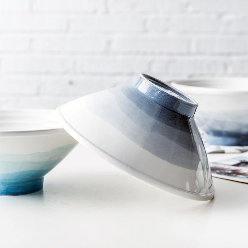Lototo Japanese household ceramic bowl bowl tableware creative nice bowl ikea single rainbow such use large soup bowl