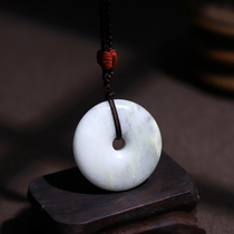 Xian Lantian Jade Pendant Peace Buckle 25 30 35MM Natural Raw Stone Peace Buckle Mens and Womens Pendant Necklace Jade Pendant