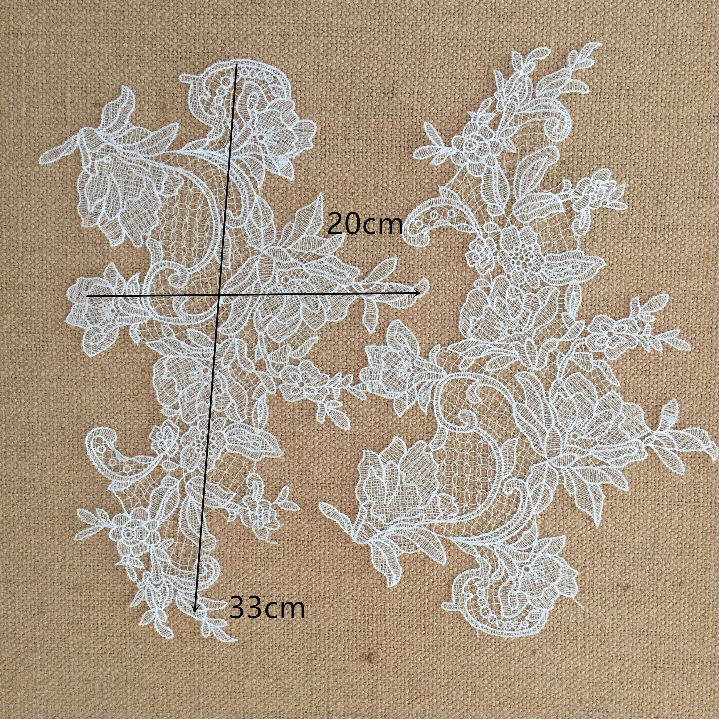 Fischseidenstoff-Aufnäher, Verspiegelte Blumen, Handgemachte DIY-Kleidung, Dekorationszubehör, Ausgehöhlt, 33x20cm, 10 Stück, 5 Paare – Detail 2