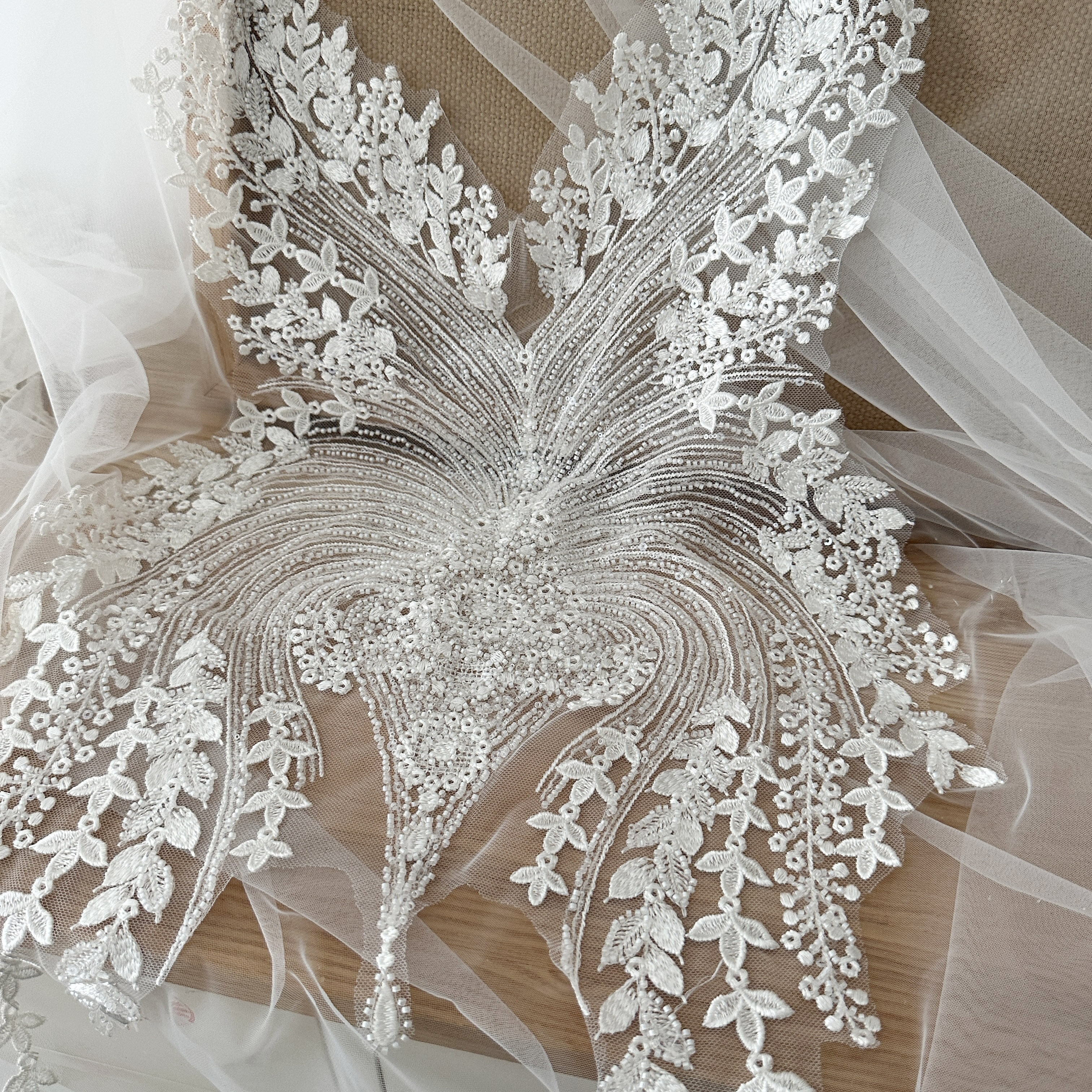 Delicate beige beaded three-dimensional flower wedding dress high fixed  veil DIY - AliExpress 15