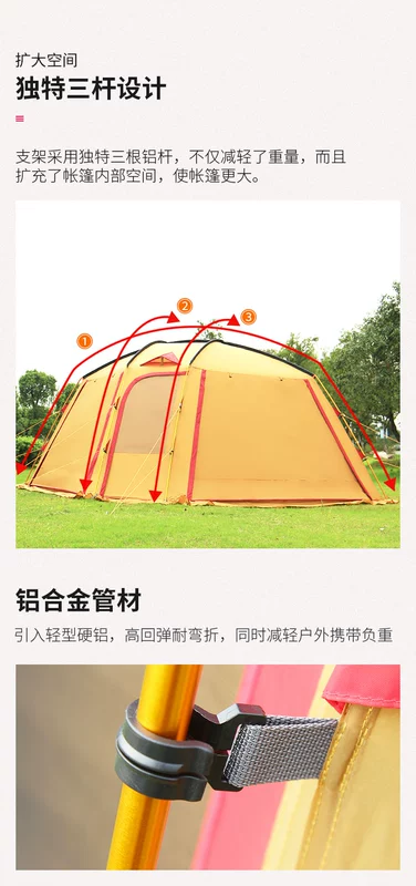 thuê lều Lều Himalaya ngoài trời không gian rộng lớn 10 người cắm trại che nắng và chống mưa cắm trại tự lái lều hoạt động xây dựng nhóm lều hơi cắm trại lều cắm trại cao cấp
