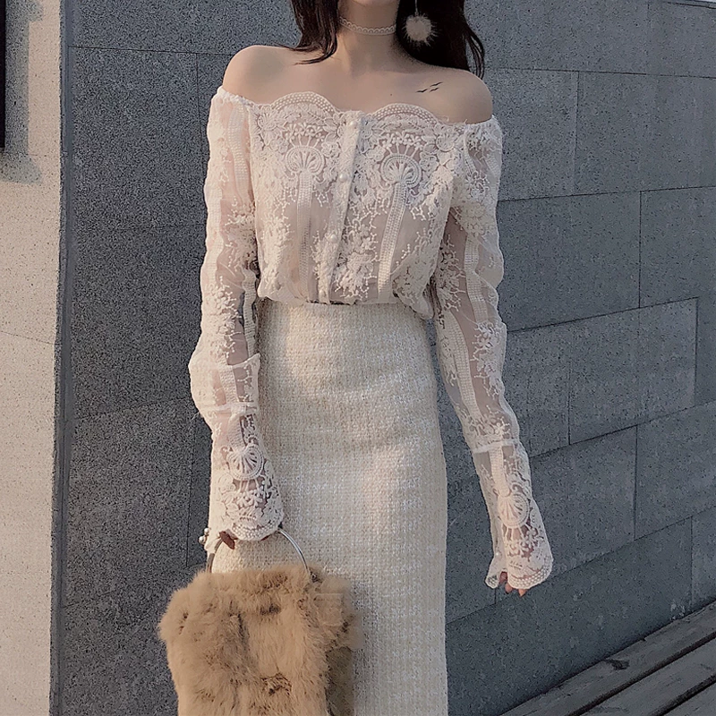 Lace long-sleeve, universal set, 2018