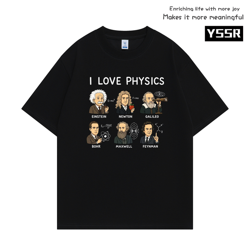 I Love Physics Physicist Fun Print Short Sleeve Casual Cotton T-Shirt for Men and Women