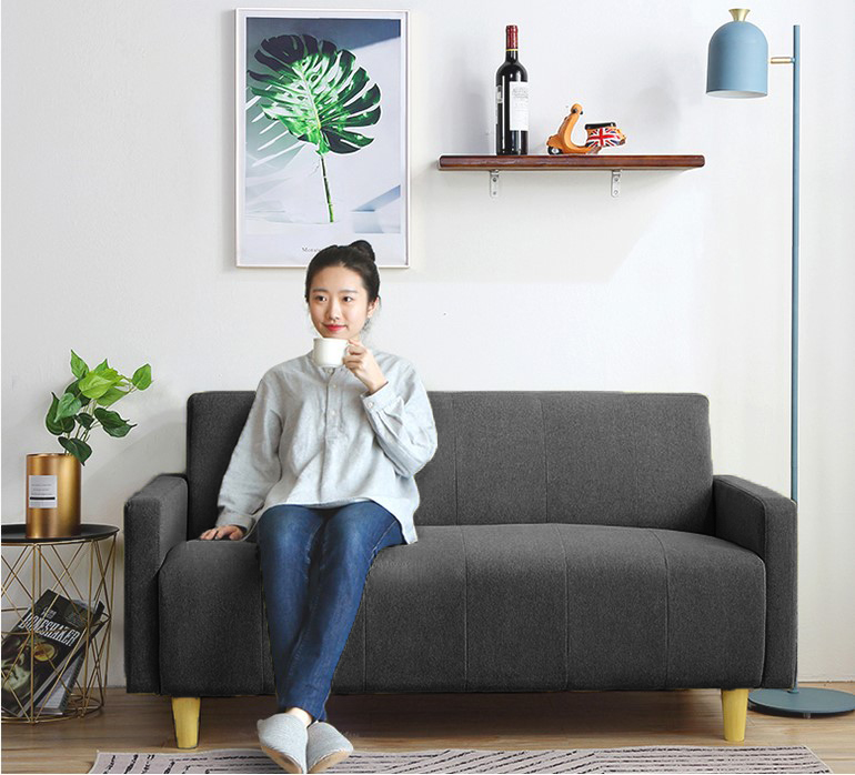 Mới nhỏ sofa kiểu Nhật sofa vải hai đơn sofa cafe giản dị boong ăn Bắc Âu - Ghế sô pha ghế nhựa sofa