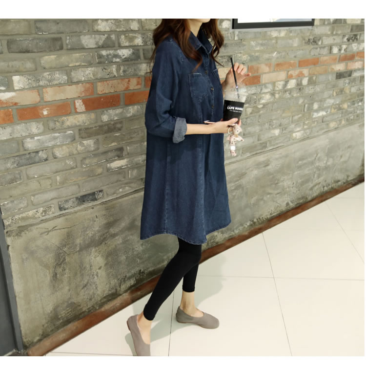 Quần bầu mùa thu đông phù hợp với người mẫu thời trang 2018 cotton mới rộng kích thước lớn denim áo dài tay dam bau dep