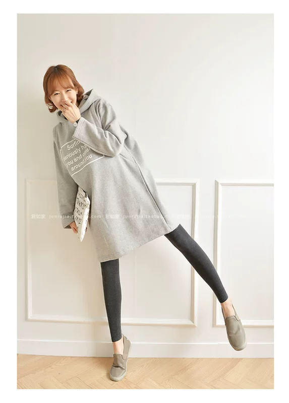 Bà bầu xà cạp cộng với nhung dày cho bà bầu quần mùa thu đông mặc mới ra mặc quần cotton nâng bụng