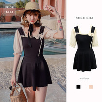 Swimsuit female size thin fat mm skirt type conjoined waist belly cover belly conservative big chest hot spring student girl swimsuit