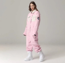 M16 Harbin Tianheng Mountain Maoershan Sunac Mao Ski Suit Rental—Pink One-piece Ski Suit