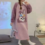 Утепленная коралловая бархатная осенняя пижама, юбка, фланелевый мультяшный лонгслив, популярно в интернете