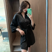 18-688he Чистый цветной веревочный халат черный черный