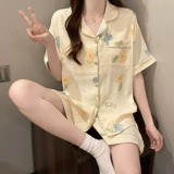 Хлопковая куртка, штаны, весенняя пижама, летний комплект, домашняя одежда, 3 предмета