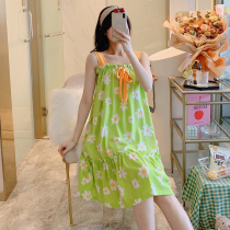 2021 New Summer Thin Suspender Pajamas for Women Internet Celebrities Popular Student Sweet Daisy Pure Cotton Pajamas for Women