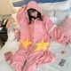 Váy ngủ nữ sinh mùa đông flannel dày đồ ngủ nữ mùa thu và đông hàn quốc buổi sáng ngọt ngào áo choàng san hô lông cừu áo choàng tắm - Night Robe