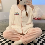 Осенняя демисезонная коралловая бархатная флисовая удерживающая тепло пижама, милый комплект для школьников, домашняя одежда, увеличенная толщина, 2024 года