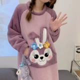 Утепленная коралловая бархатная осенняя пижама, юбка, фланелевый мультяшный лонгслив, популярно в интернете