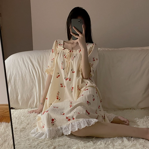 Летняя тонкая милая хлопковая пижама, юбка для отдыха, цветочный принт, коллекция 2022