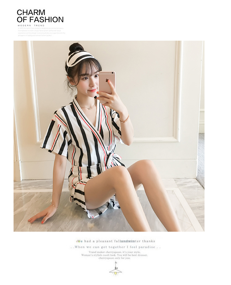 Bộ đồ ngủ nữ mùa hè Áo cotton Nhật Bản Bộ đồ hai mảnh ngọt ngào Sinh viên dễ thương Dịch vụ tại nhà Hàn Quốc đồ mặc nhà