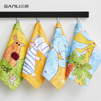 4 Sanli small towels pure cotton square wash square towel children can hang rope kindergarten hand towel gauze