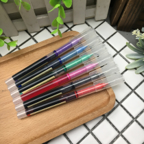6 Mingji straight pen students 0 5mm test multi-color water pen needle tube pen straight-type walking ball pen